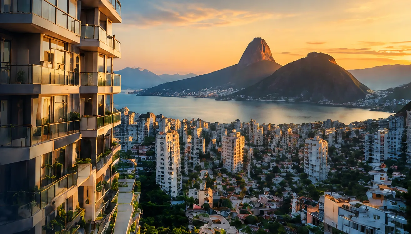Condomínio residencial com vista para as montanhas
